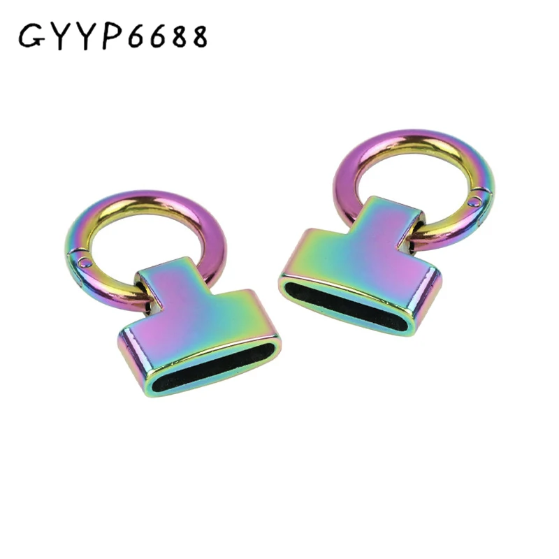 10-50-100pcs 43*22mm Rainbow Metal Flat Spring Split Circle Easy Open Keyring Keychain Buckle Hook Clasp Hardware For Handbags