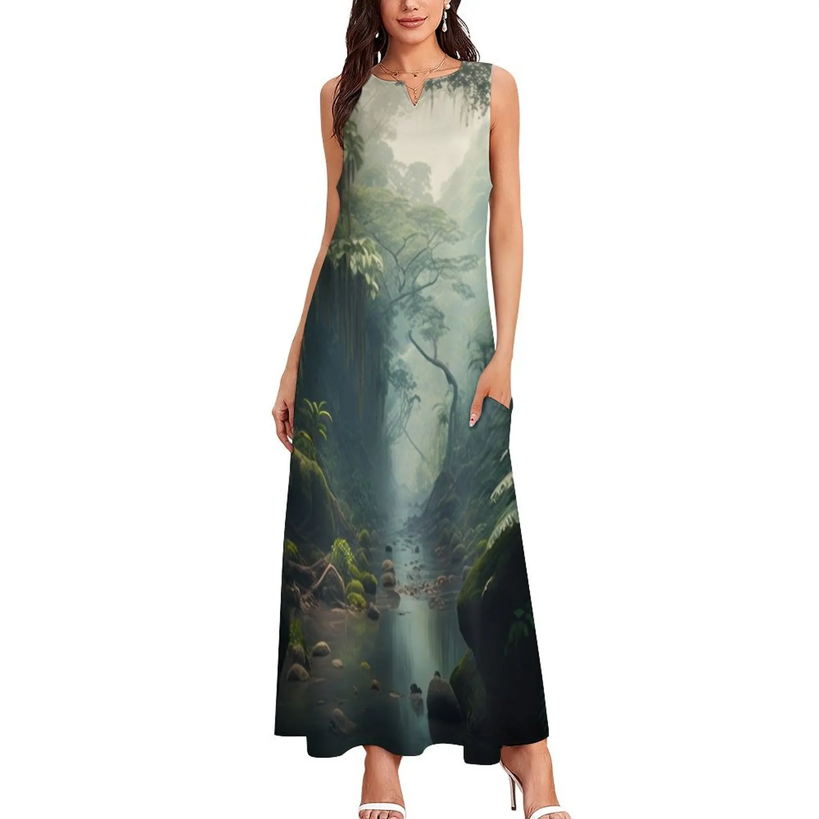 Awe-Inspiring Rainforest: The Serenity of Opaque Waters Long Dress Long dress woman women party dresses