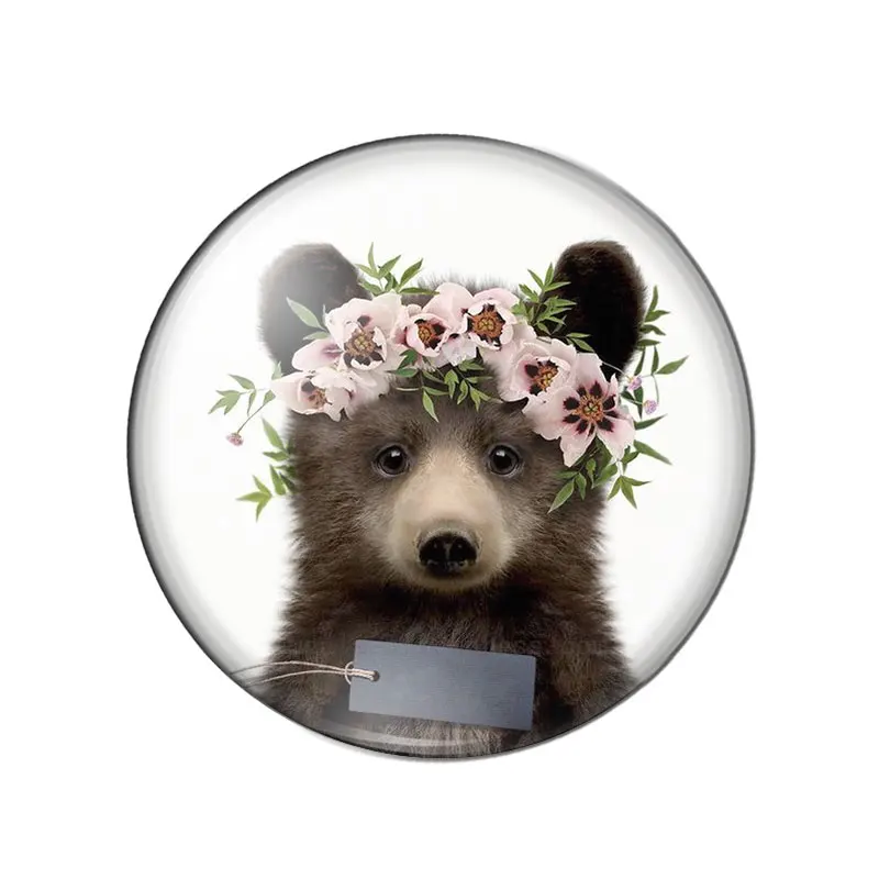 Painting Flower Animals Bear Tiger Wolf Fox 10pcs 12mm/18mm/20mm/25mm Round photo glass cabochon demo flat back Making findings