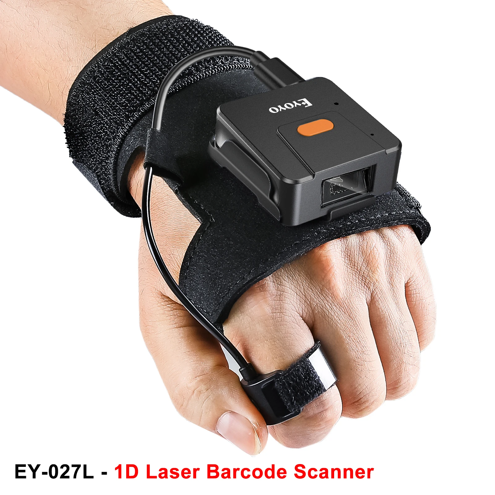 To EY-027 Wearable 1D/2D QR Code Reader Portable Bluetooth Barcode Scanner Finger Trigger Button Scanning Add Prefix/Suffix