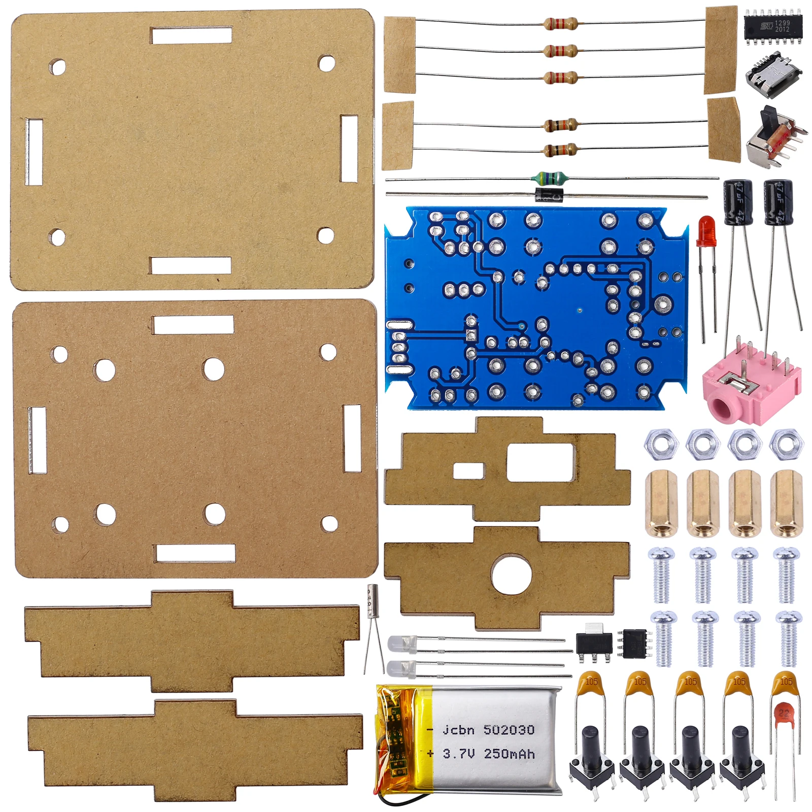 DIY Electronic Kit FM Radio Module 76-108MHz Wireless Receiver Chargeable DIY Soldering Project Practice GS1299 SMD 3.7V 4.2V