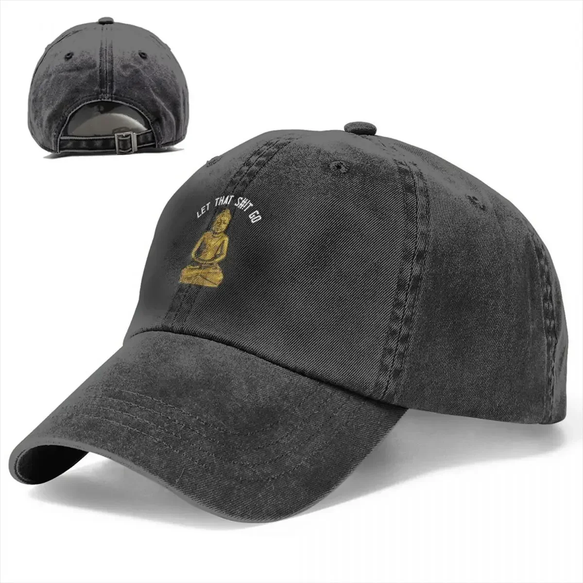 New Let That Shit Go Buddha Men Women Baseball Caps Funny Zen Distressed Washed Caps Hat Vintage Outdoor Summer Adjustable Sun C