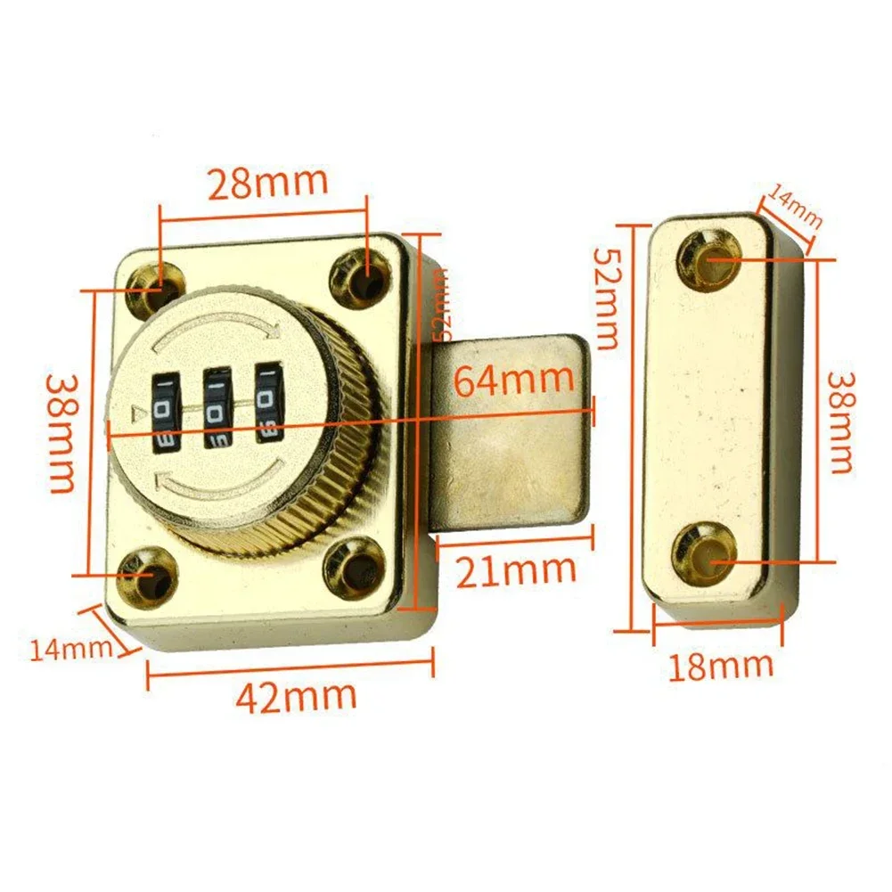 3 Digit Combination Password Door Lock Cam Code Lock Zinc Alloy For Home Mailbox Cabinet Door Hardware Sliding Bolt Lock