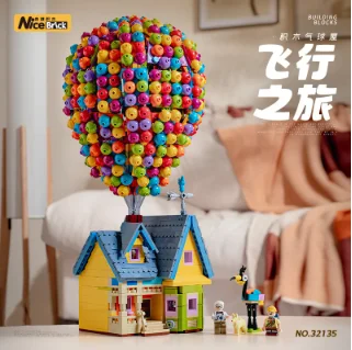 Bunter Ballonflug-Haus-Baustein-Bausatz zum Selbermachen, Spielzeug mit Figuren, Heimdekoration, Weihnachtsgeschenk für Kinder