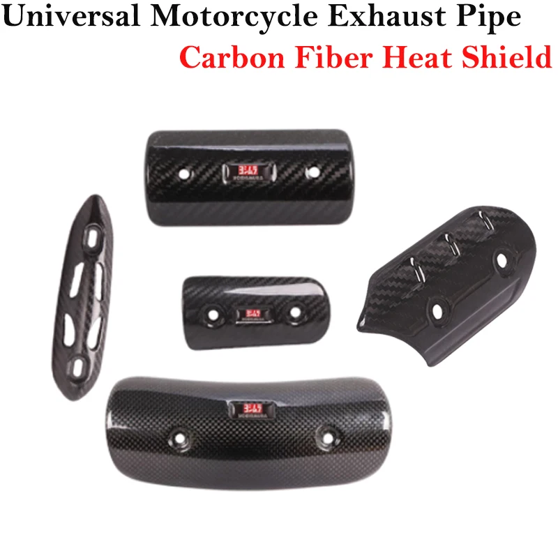 Universal Motorcycle Pit Cafe Racer Exhaust screen Pipe Carbon Fiber Protector Heat Shield Cover Guard Anti-Scalding Cover