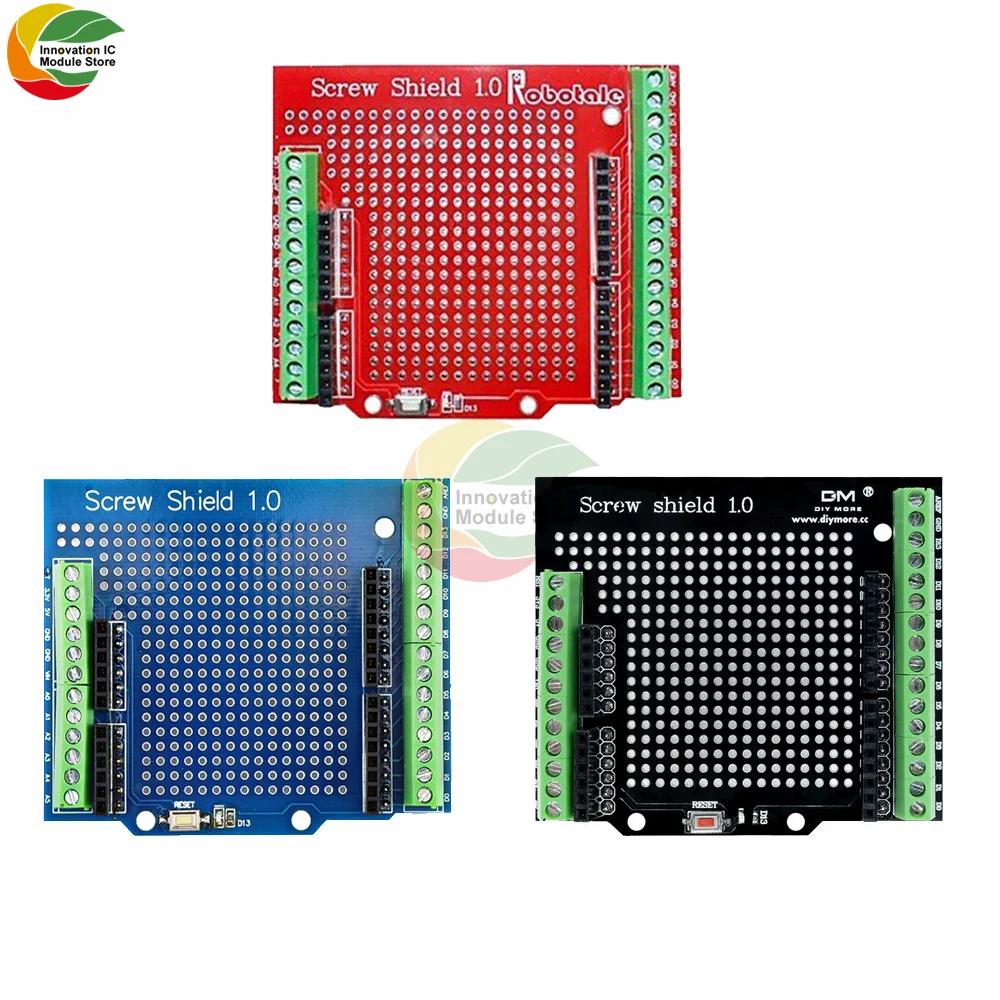 Proto Screw Shield for Arduino Open Source Reset Button D13 LED NEW For Breadboard 3.81 Terminal Double-sided PCB SMT Solder DIY