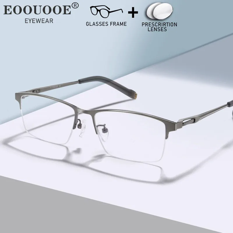 

New Men Office Pure Titanium Eyeglasses Prescription Glasses Customized Progressive Myopia Reading Glasses Optics High Quality