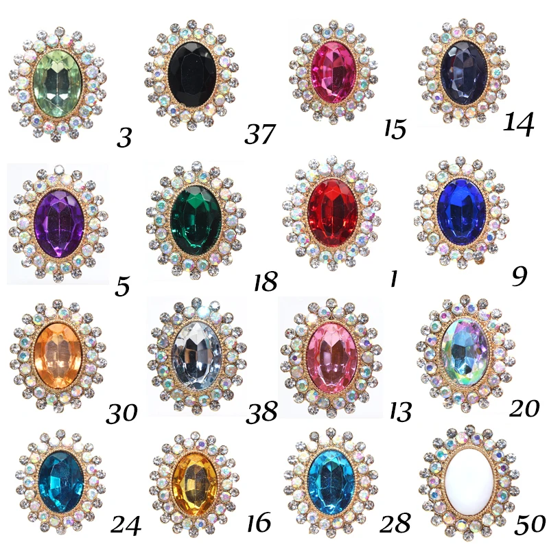 5PCS32 * 27MM Elliptical Alloy Colored RhinestoneJewelry Accessories, Diamond Stickers, Clothing And Hair Decoration Materials