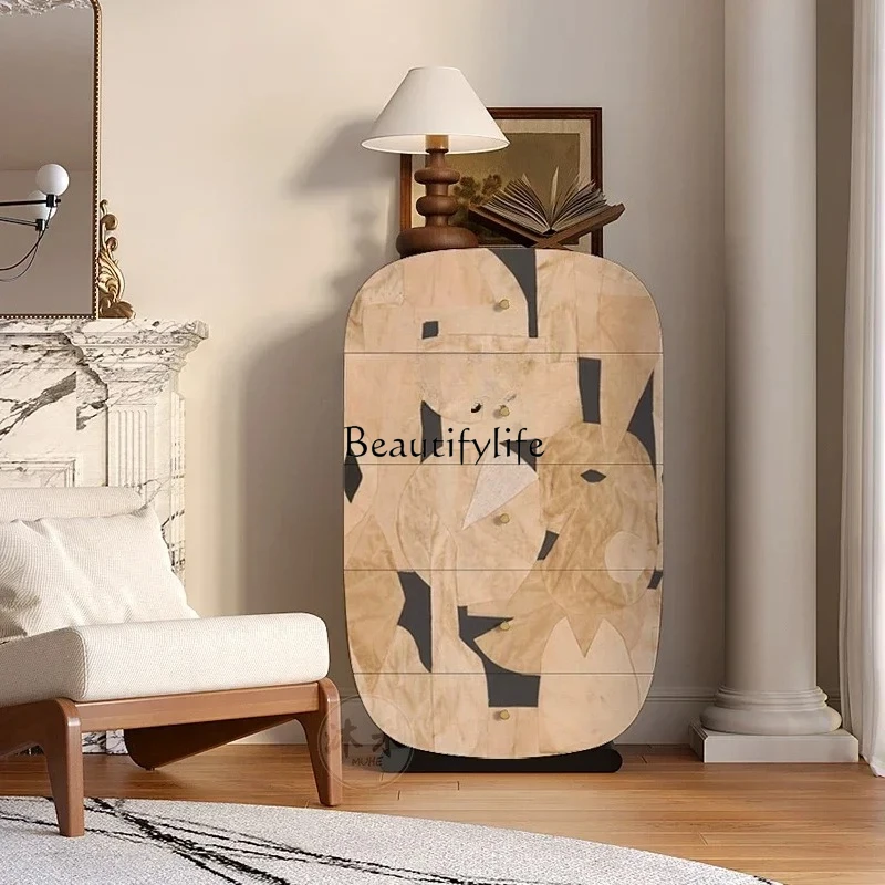 خزانة صدر من الخشب الصلب بتصميم تجريدي بسيط وحديث، خزانة تخزين للمدخل المنزلي، خزانة عمودية للحائط في غرفة المعيشة #1