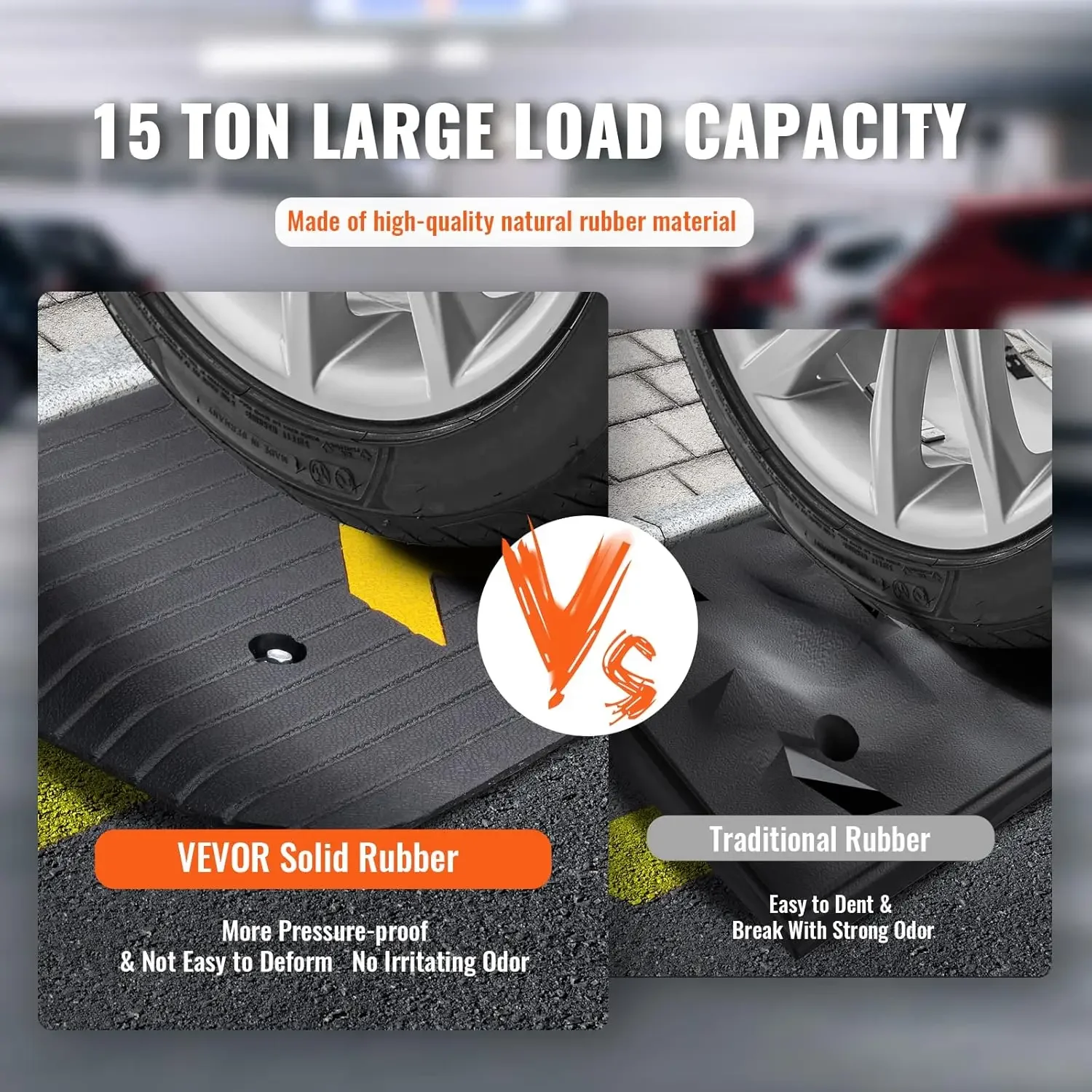 Upgraded Rubber Threshold Ramp, 1" Rise Wheelchair Ramp Doorway, Natural Curb Ramp Rated 33069Lbs Load Capacity