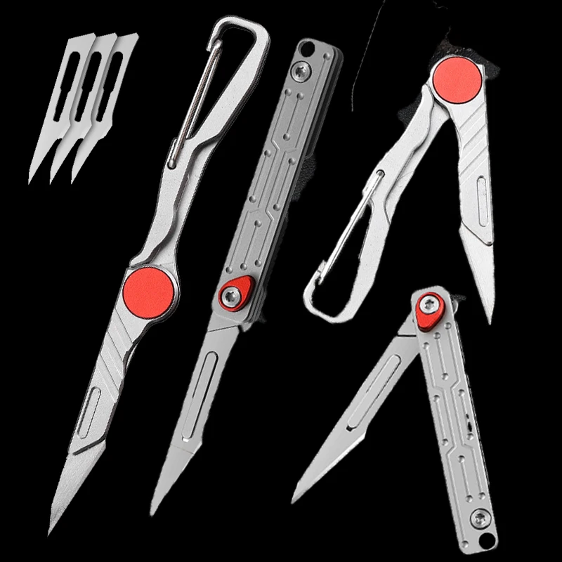Bisturi Folding Knife Keychain Pocket Knife Faca Cirúrgica Selfdefense Ferramenta Edc Lâmina Substituível no 11 Aço Inoxidável