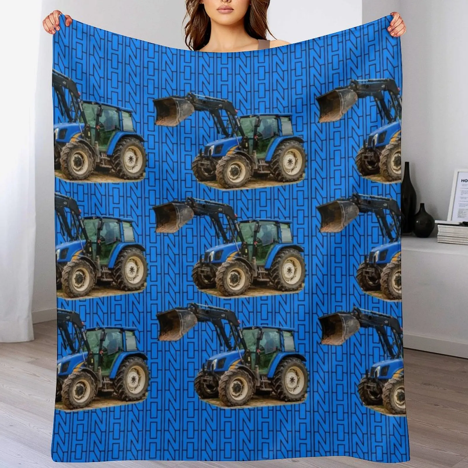 

Blue tractor Throw Blanket