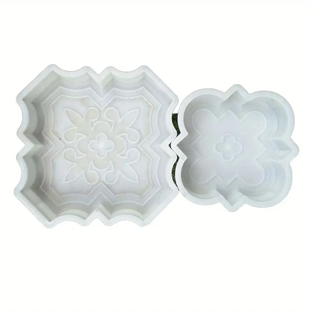 2Pcs/Set 30cm Paving Brick Mould Plastic Reusable Concrete Path Maker Mold Big Small Flowers DIY Walkway Brick Mold