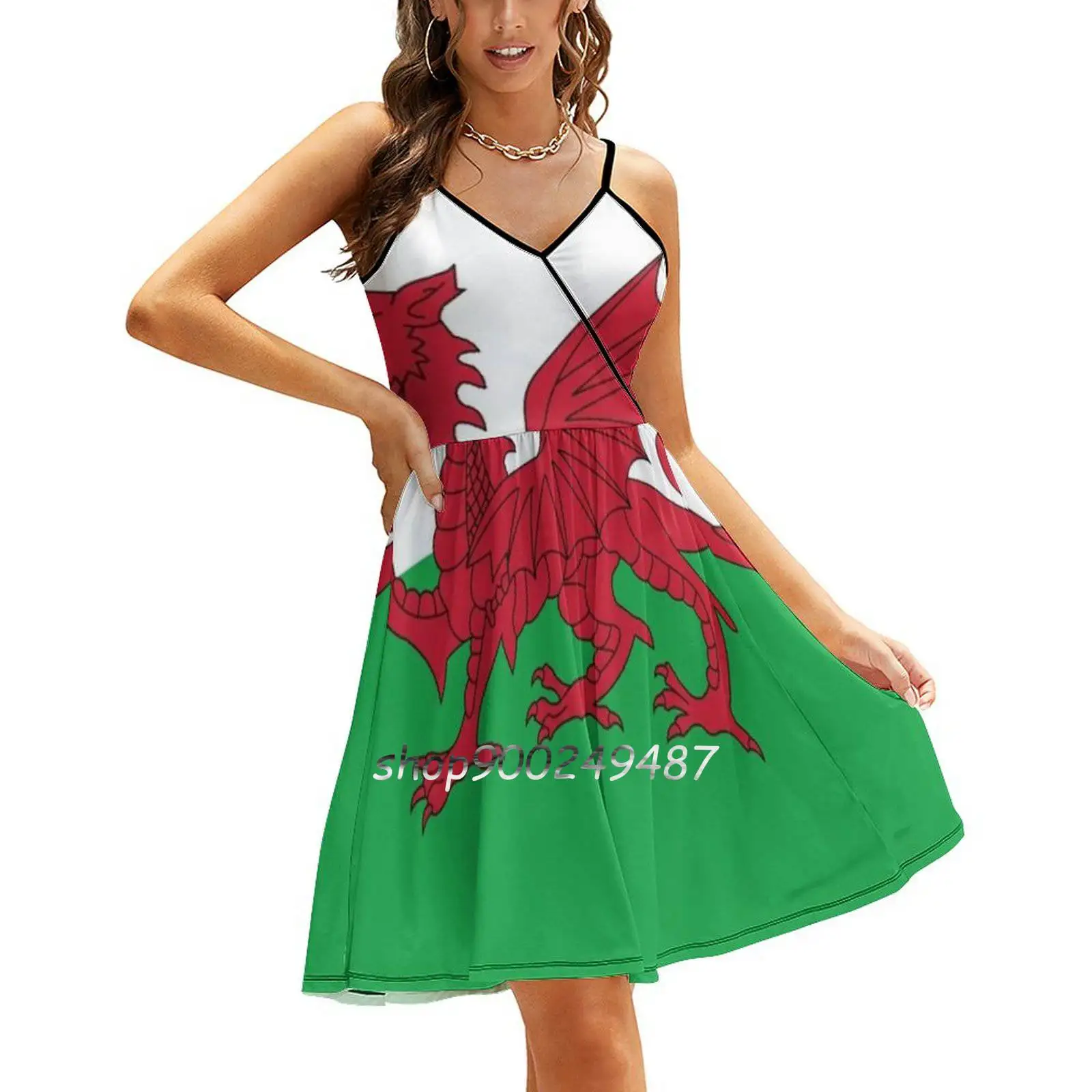 Wales Flag Sling Dress Sexy Dress Female High Waist Dresses For Women Wales Cymru Welsh Cardiff Gareth Bale Ryan Giggs