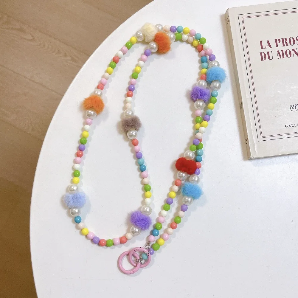 

Ремешок для телефона «Шерстяные шарики» через плечо, цепочка для сумки, шнурок для мобильного телефона, защита от потери, подвеска на шею, декоративные элементы