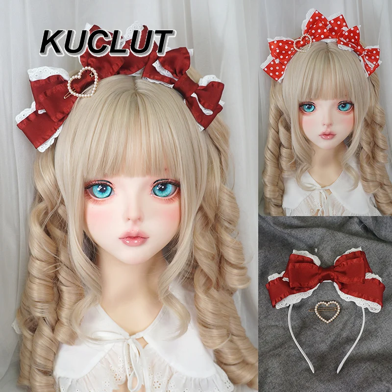 

Original Accessories for Women Wine Red Lace Big Bow Headband Lolita Style KC Girl New Headwear Elegant Princess Headband