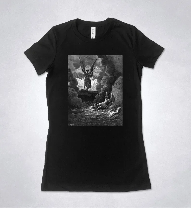 GUSTAVE DORE t-shirt, Gustave Dore Illustration, John Milton - Paradise Lost, Gustave Dore engraving, Fallen angel, Satan