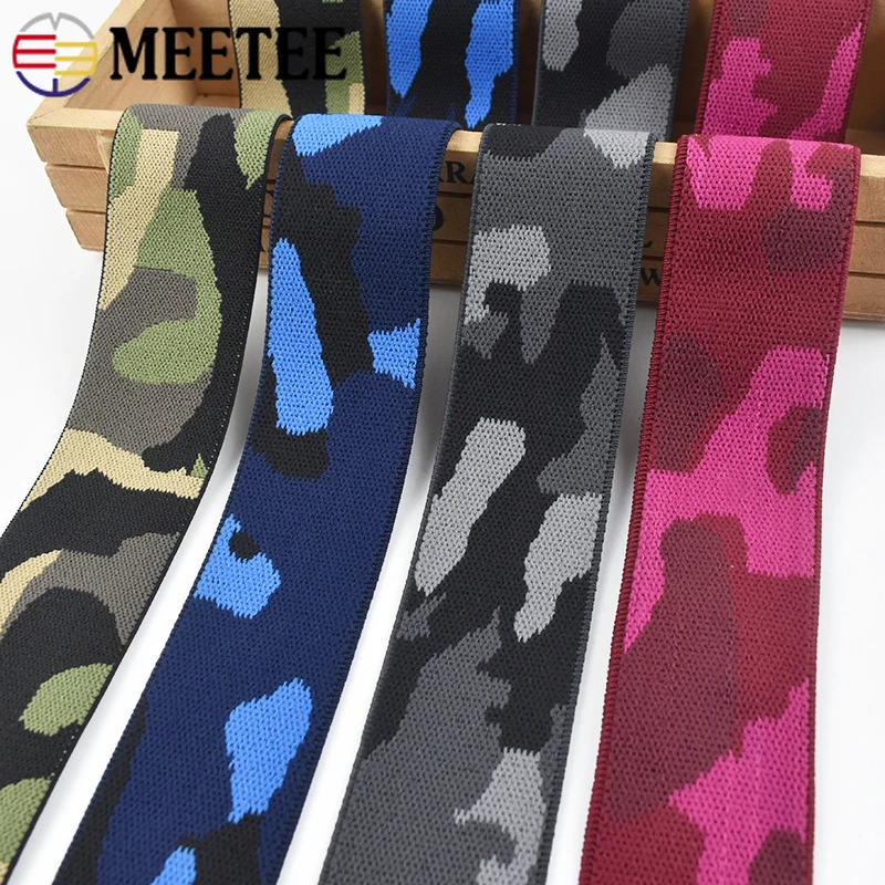 

2/5/10Meters Meetee 38mm Camouflage Elastic Band Stretch Webbing Srap for Pants Waist Belt Rubber Bands DIY Sewing Accessories