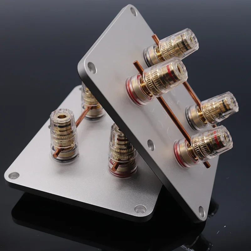 LUSYA 4-Way Aluminum Alloy Audio Speaker Pure Copper Terminal Socket Binding Post Speaker Box Banana Plug Connector