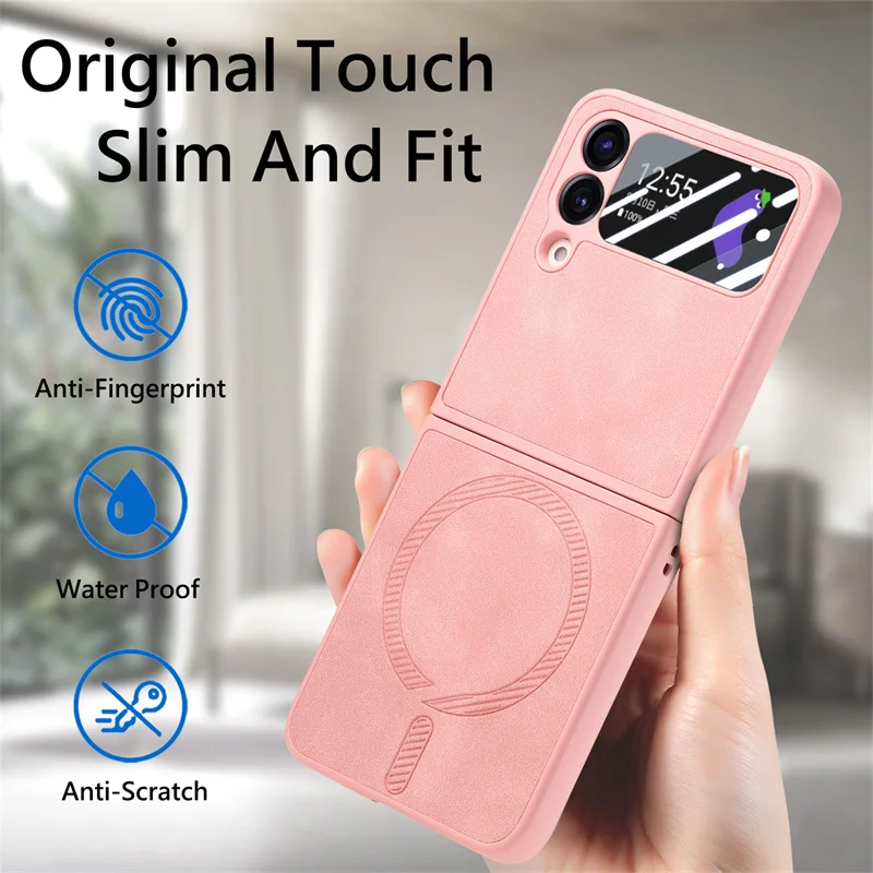 

For Samsung Galaxy Z Flip6 vehicle Magnetic Phone Case with Screen Protector Shockproof PU Leather Full Cover For Galaxy Flip6