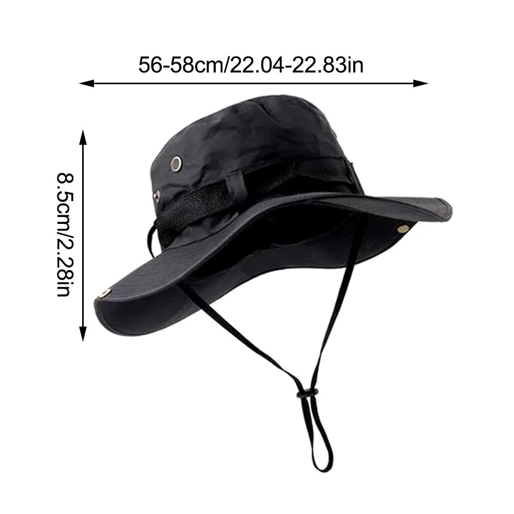 Summer Men Bucket Hat Outdoor UV Protection Wide Brim Panama Safari Hunting Hiking Mesh Fisherman Hat Beach Sunscreen Cap