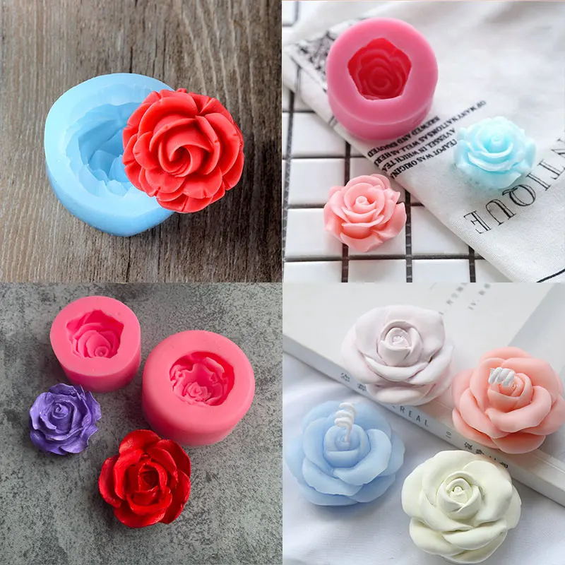 3D Multi Stil Rose Silikon Kerze Mold DIY Blume Form Seife Harz Gips Mould Schokolade Kuchen Eis Machen Set Hause dekor Geschenk