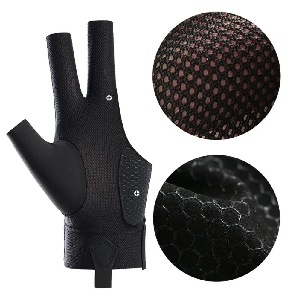 Anti-sweat Billiards Gloves Wear-resistant Non-slip Open 3 Fingers Gloves Professional Breathable 3 Fingers Billiard Glove