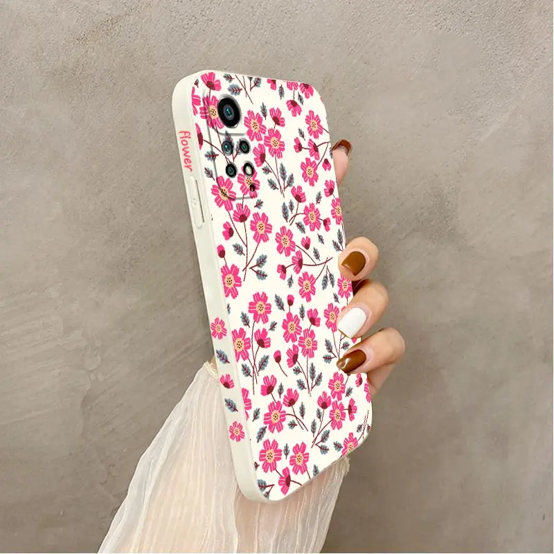 Pink Bellflower Plant Silicone Phone Case For Xiaomi Redmi Note 11 Pro Plus 11 11S 12Pro Plus 10 Pro 12 9S 8 Pro Cover