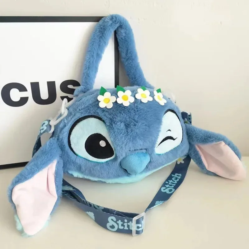 

MINISO Cartoon Stitch Plush Cartoon Backpack Girls Cute Ins Shoulder Messenger Bag Children's Schoolbag Lightweight Backpack