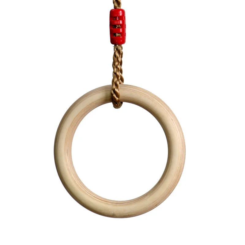 Children's Swing Wooden Ring Outdoor Indoor Climbing Wooden Round Ring with Rope Outdoor