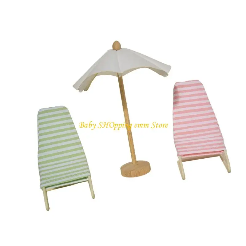Chaise Parasol à affichage en plastique 23GD, chaise longue réaliste, modèle Zakka plage pour échelle 1:12