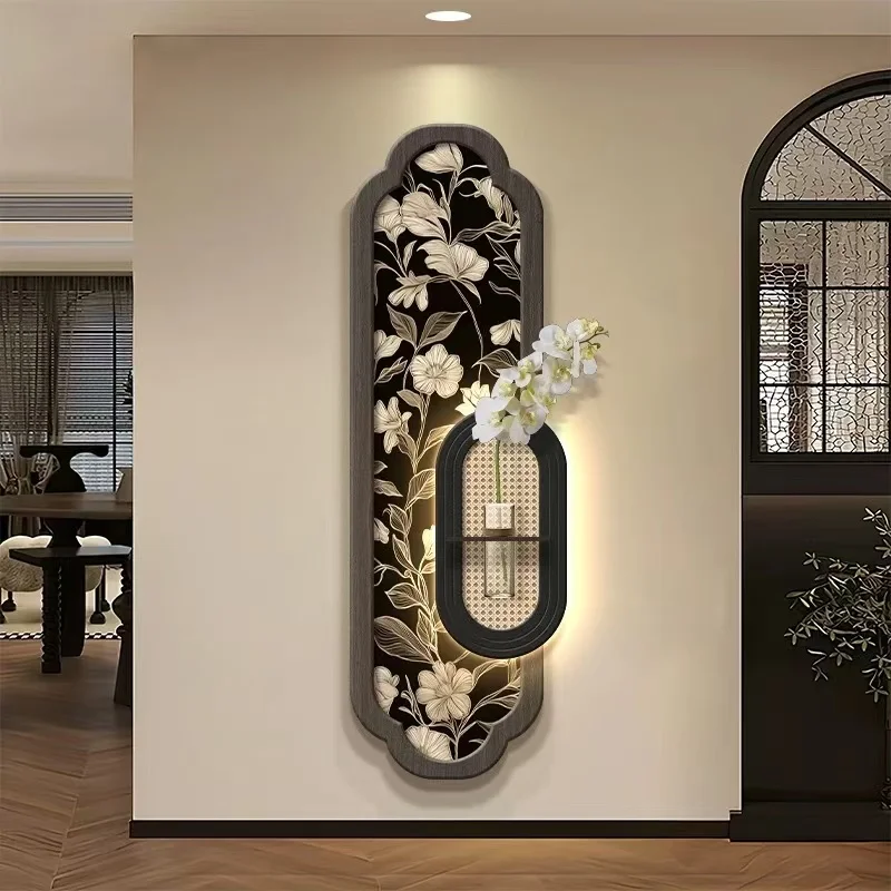 

Hydrophilic Green Plants Retro Fusion Illuminated Mural - Hanging Corridor End Decor with LED Lighting & Artistic Design