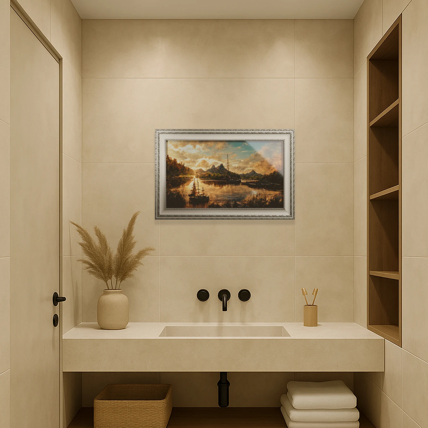 سوريا 27 بوصة تلفزيون مرآة الحمام الذكية مع إطار مقاوم للماء الذكية webOS معرض الموقد LED تلفزيون فندق DTV موالف