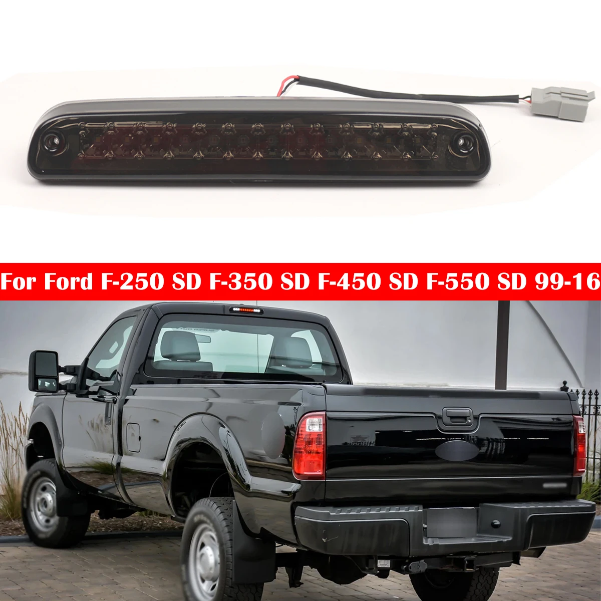 

Car Black High Mount Third Brake Light Lamp CC3Z13A613B YC3Z13A613BA CC3Z13A613A F47Z13A613A For Ford Super Duty Ranger 1999-16
