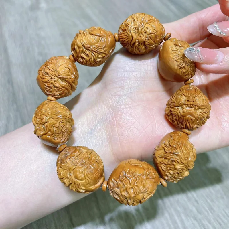 New Boutique Large Carving Shenglong Olive Nut Single Circle Bracelet Handmade Fashion Accessories