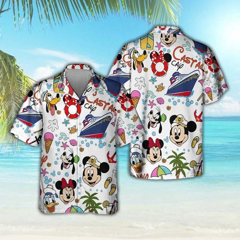 New Disney Cruise Line 25th Anniversary Hawaiian Shirt Men Short Sleeve Button Up Shirt Mickey Minnie Hawaiian Shirt Beach Shirt