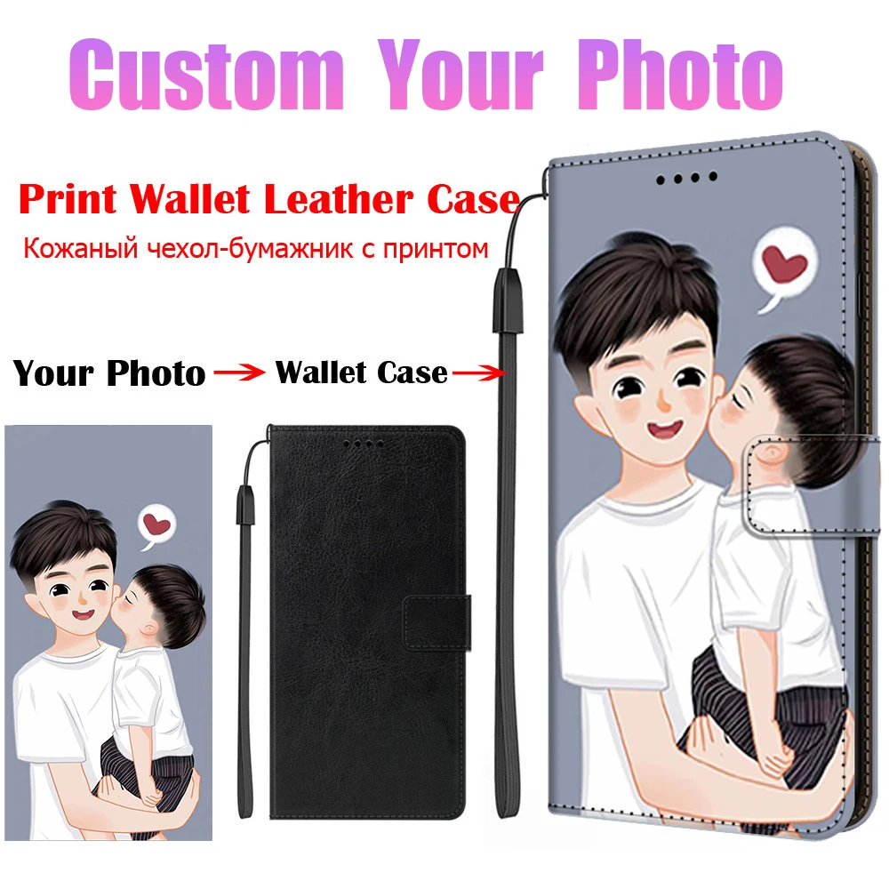 Aangepaste Foto Lederen Flip Case voor Samsung A17 A36 A26 A16 A54 A53 A52 A03 A14 A72 S25 S24 S23 S22 Print Foto Cover