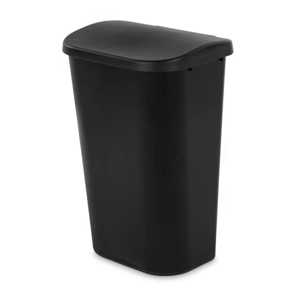 

11.3 Gallon Hinged Lid Wastebasket, D-Shaped Trash Can for Kitchen, Bathroom, Garage, or Workspace