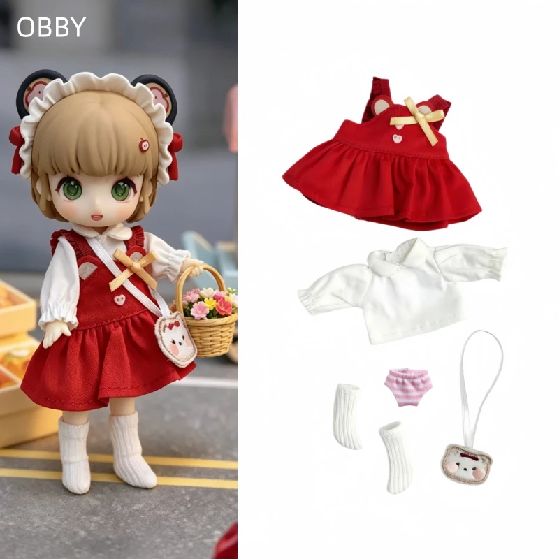 

Комплект одежды для куклы Obitsu 11: милый красный медвежий наряд для OB11 Gsc 1/12 P9 P10 YMY NAGI, идея подарка