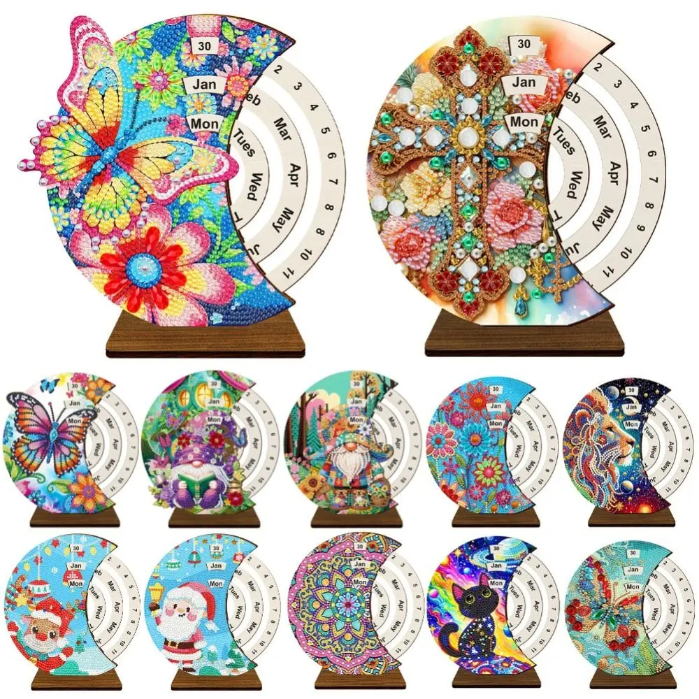 

3D Diamond Art Perpetual Calendar Kits Wooden DIY Diamond Art Calendar Rotating Handmade Diamond Painting Calendar