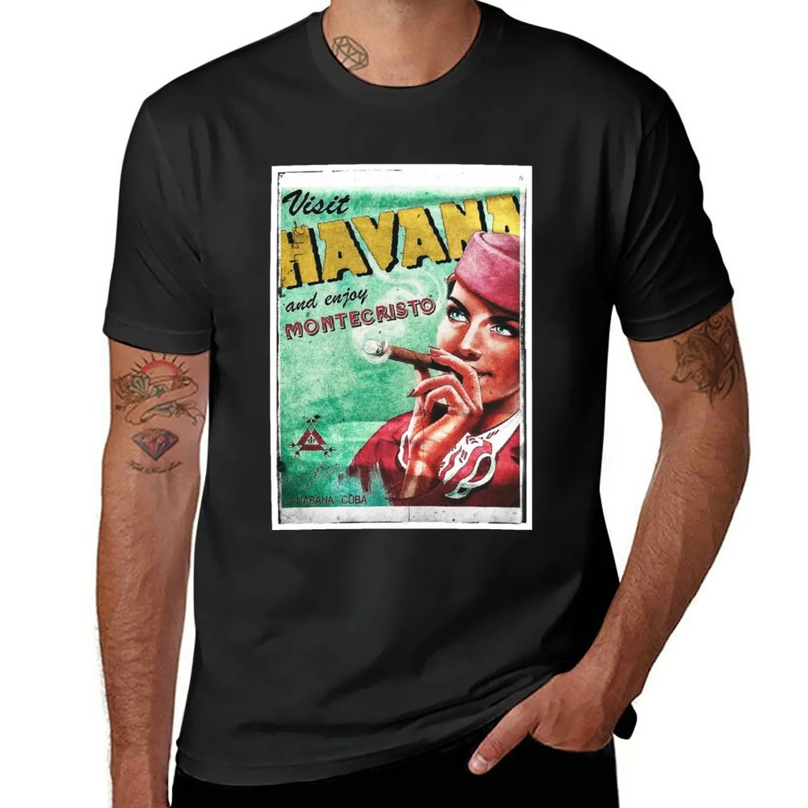 New MONTE CRISTO Cuban cigar Poster T-Shirt Blouse vintage clothes anime oversized t shirts fruit of the loom mens t shirts