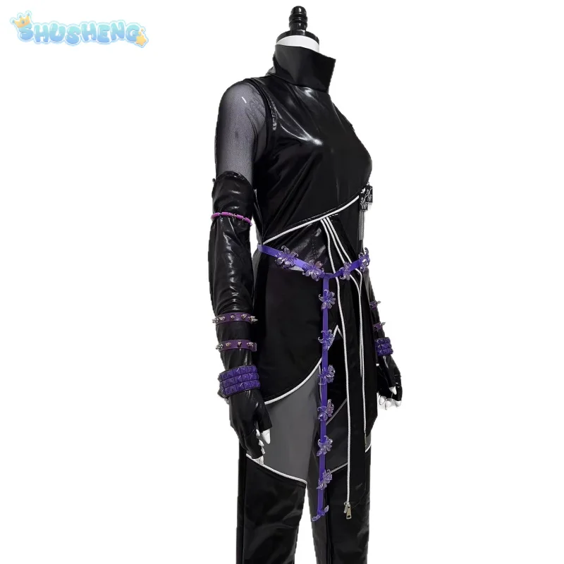أزياء رومي ميرا زوي HUNTR/X KPop شيطان الصيادين التأثيرية زي جديد من الجلد الأسود للبالغين والأطفال والنساء طقم بدلة الهالوين