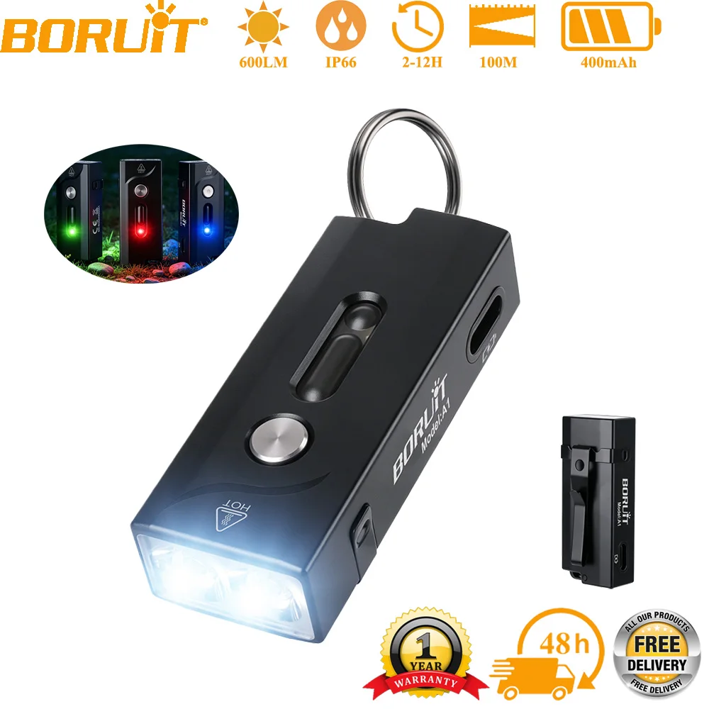 lanterna-mini-edc-rgb-boruit-600lm-recarregavel-por-usb-com-clipe-a-prova-d'Agua-lanterna-colorida-para-camping-e-pesca