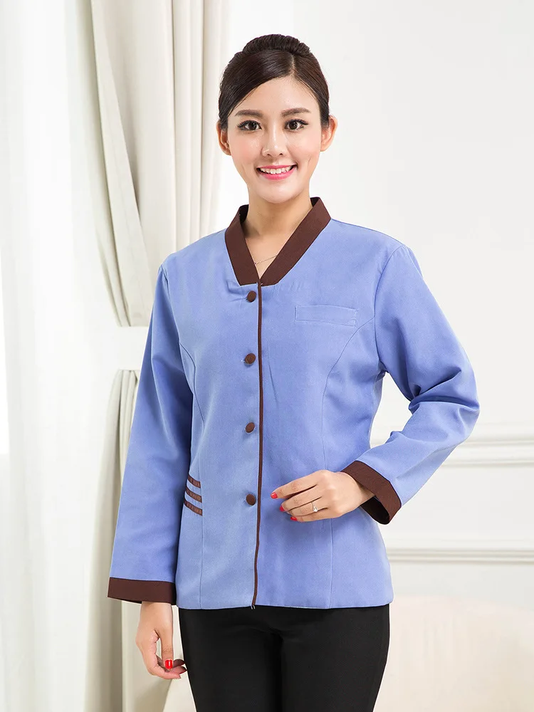 Autumn and Winter Clothing Hotel Room Housekeeping Hotel Insulation Cleaning Service Uniform Long Sleeve Cleaner Aunt Property C