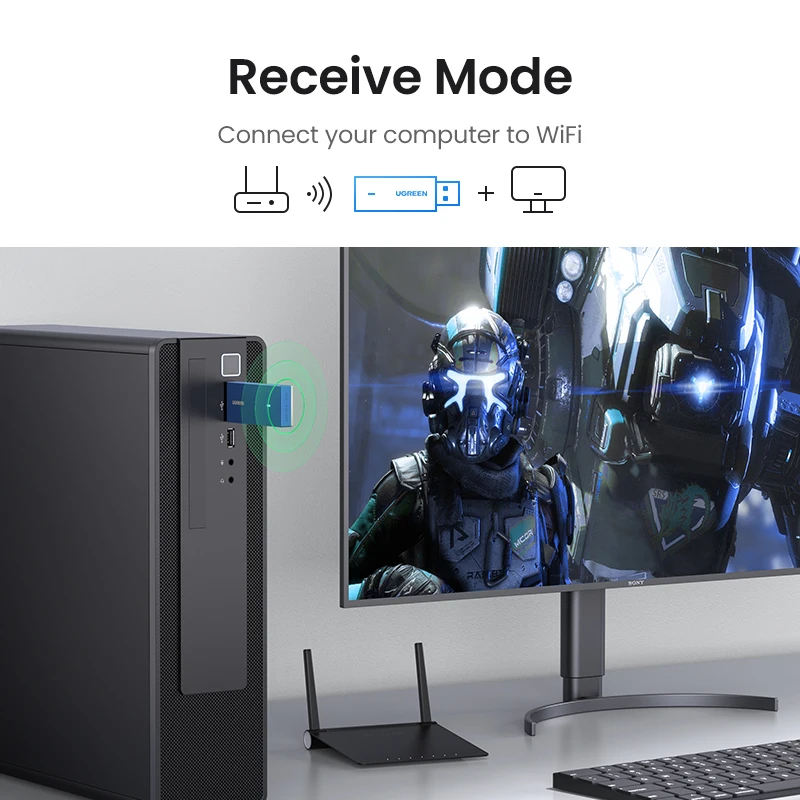 UGREEN AX1800 WiFi WiFi6 USB3.0 5G & 2.4G USB Băng Tần Kép WiFi Cho Máy Tính Windows 11 10 Ăng Ten Wifi USB Ethernet Mạng