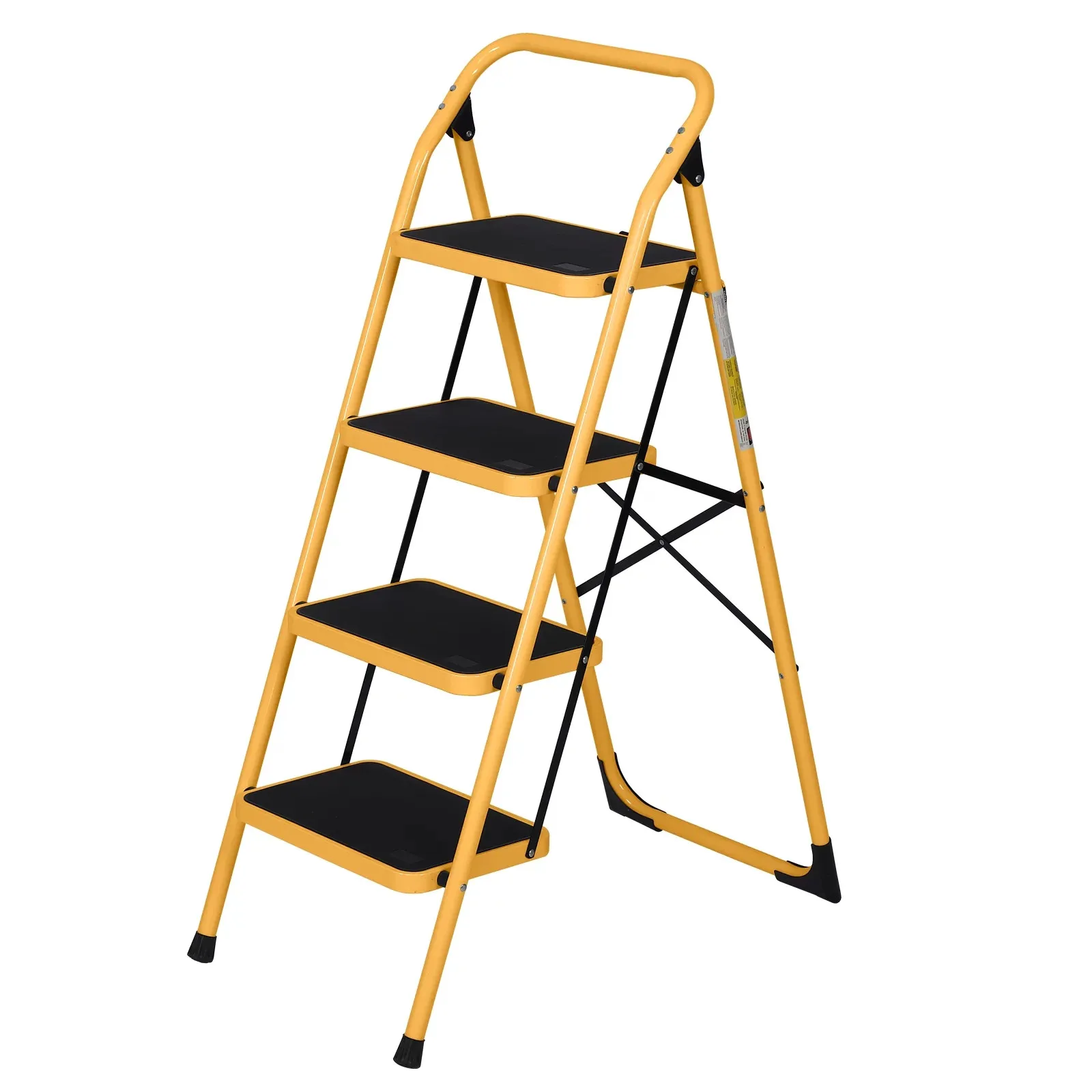 4-Step Ladder, Lightweight Step Stool, 330 lb. Load Capacity, Iron, Yellow