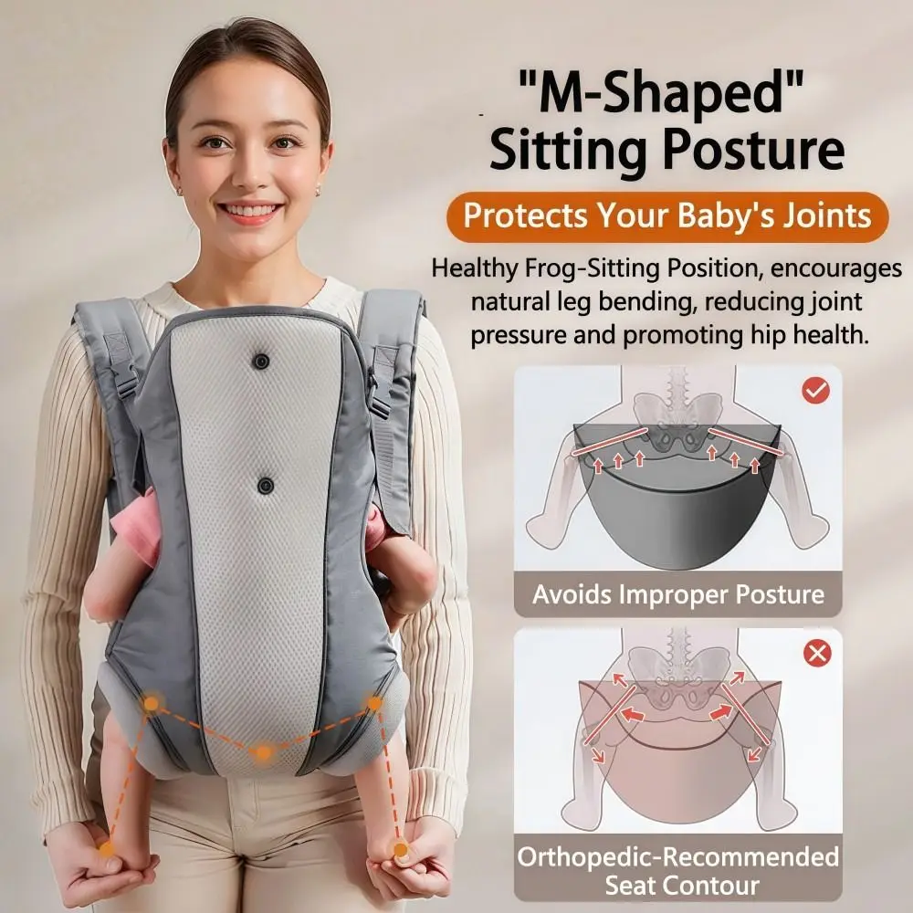 

Shoulder Strap Baby Carrier 4 in 1 Breathable Mesh Newborn Hip Carrier Sturdy Skin-Friendly Infant Holder Moms & Dads