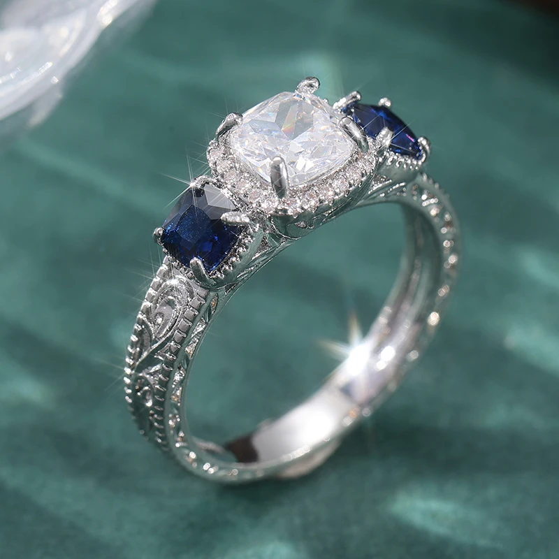 Aesthetic Design Elegant Dazzle Synthetic Zirconia Eternal Ring for Women Fashion Luxury Wedding Engagement Charm Jewelry Crafts