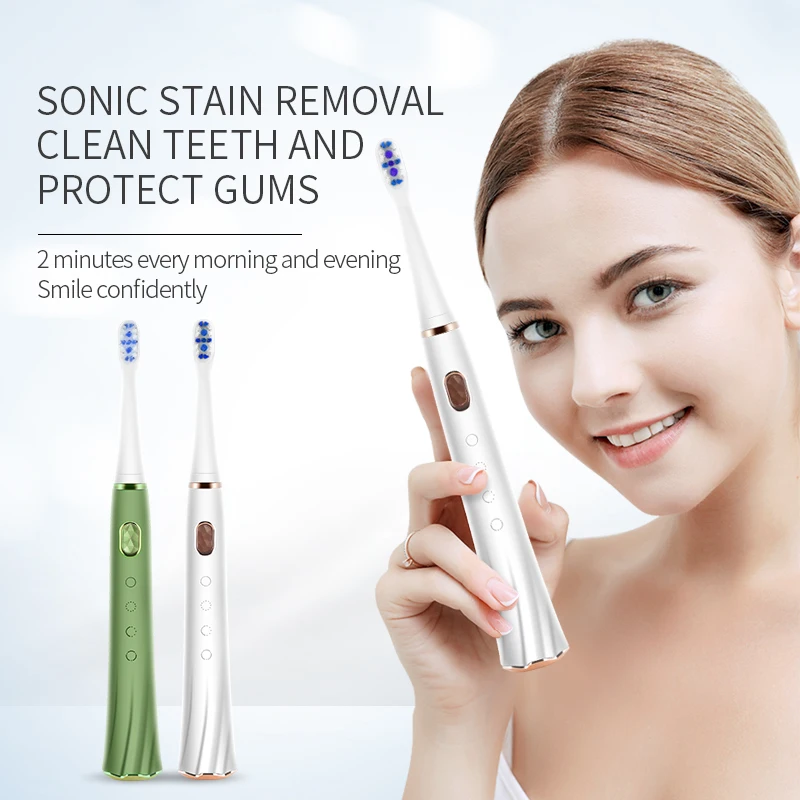 KINGDOM KD300 Sonic Electric Toothbrush for Children Adults 4 Modes Interdental Brush Teeth Whitening with 3Pcs Toothbrush Head