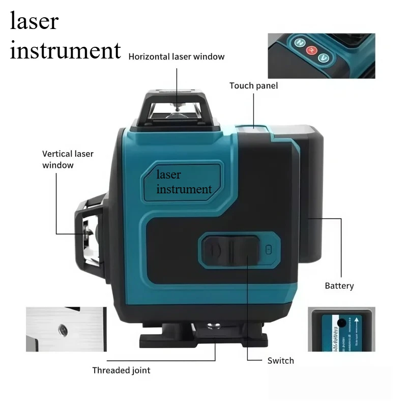 High-Precision Cordless Self-Leveling 360 Horizontal Vertical Green Light Laser Cross Portable Level Tool for Makita battery